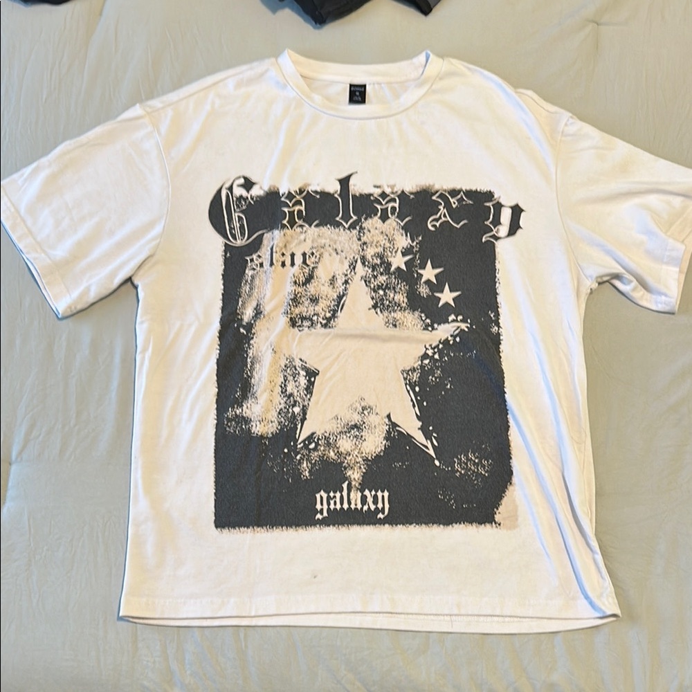 White Graphic Tee with Star Design